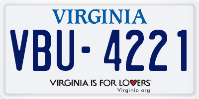 VA license plate VBU4221