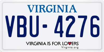 VA license plate VBU4276