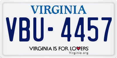 VA license plate VBU4457