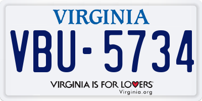 VA license plate VBU5734