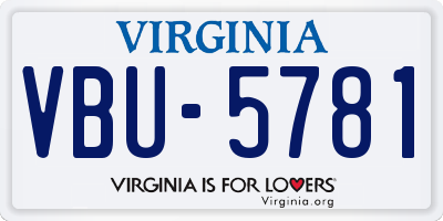 VA license plate VBU5781