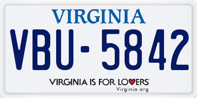 VA license plate VBU5842