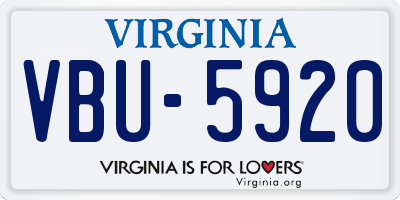VA license plate VBU5920