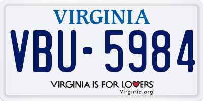 VA license plate VBU5984