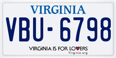 VA license plate VBU6798