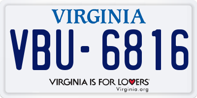 VA license plate VBU6816