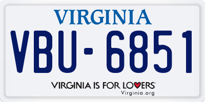 VA license plate VBU6851
