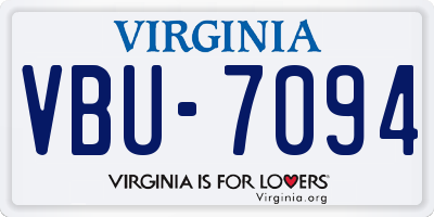 VA license plate VBU7094