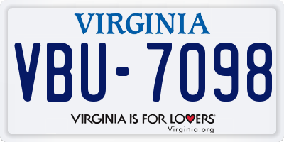 VA license plate VBU7098