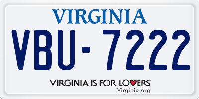 VA license plate VBU7222