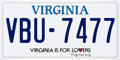 VA license plate VBU7477