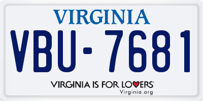 VA license plate VBU7681
