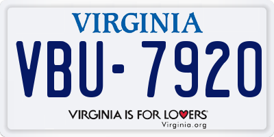 VA license plate VBU7920