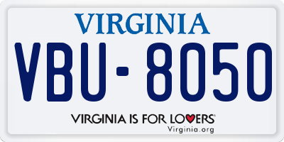 VA license plate VBU8050