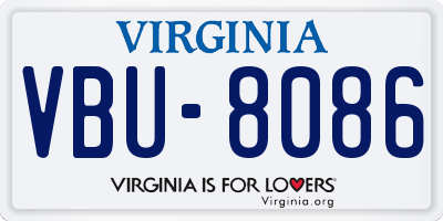 VA license plate VBU8086