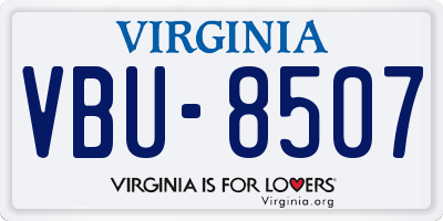 VA license plate VBU8507