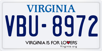 VA license plate VBU8972