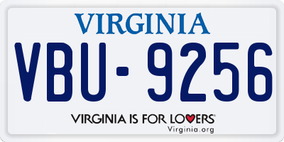 VA license plate VBU9256