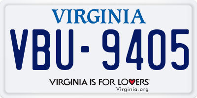 VA license plate VBU9405