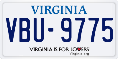VA license plate VBU9775
