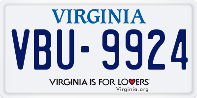 VA license plate VBU9924