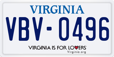 VA license plate VBV0496