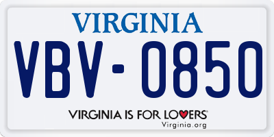 VA license plate VBV0850