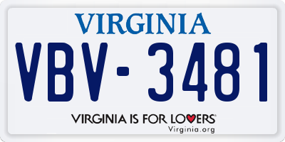 VA license plate VBV3481