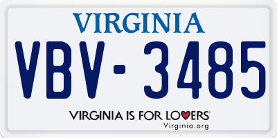VA license plate VBV3485
