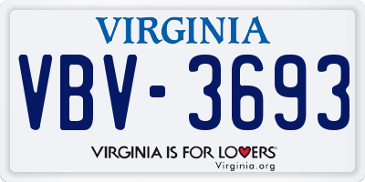 VA license plate VBV3693
