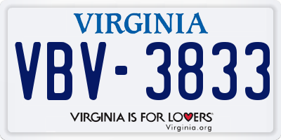 VA license plate VBV3833