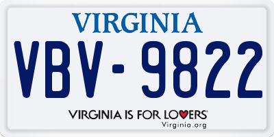 VA license plate VBV9822