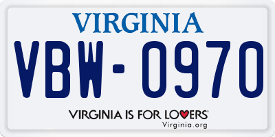 VA license plate VBW0970