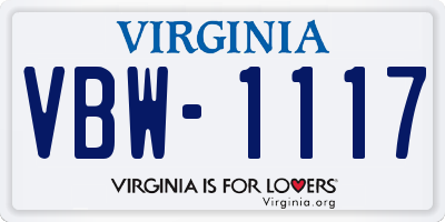 VA license plate VBW1117
