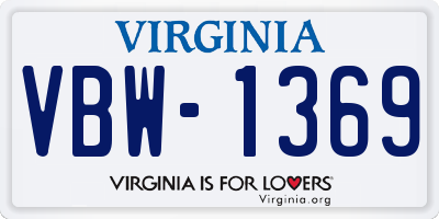 VA license plate VBW1369