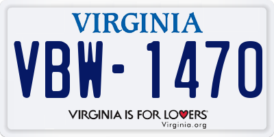VA license plate VBW1470
