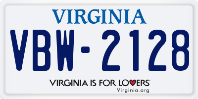 VA license plate VBW2128