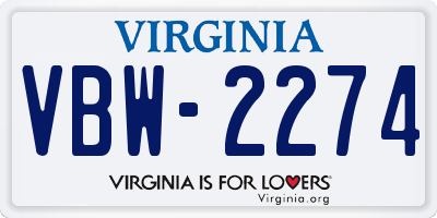 VA license plate VBW2274