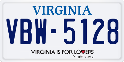 VA license plate VBW5128