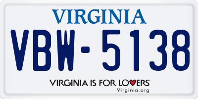 VA license plate VBW5138