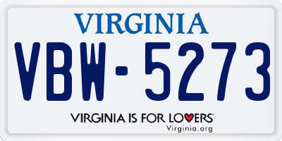 VA license plate VBW5273