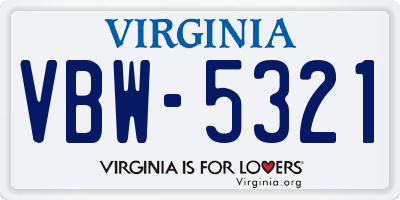 VA license plate VBW5321