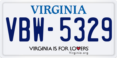 VA license plate VBW5329