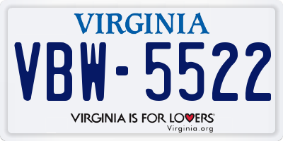 VA license plate VBW5522