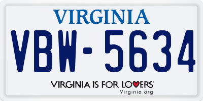 VA license plate VBW5634