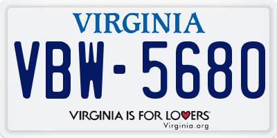 VA license plate VBW5680