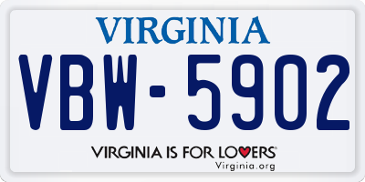 VA license plate VBW5902