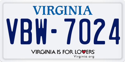 VA license plate VBW7024