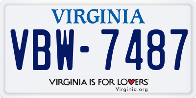 VA license plate VBW7487