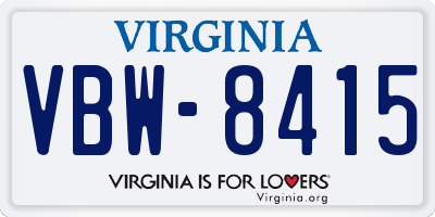 VA license plate VBW8415